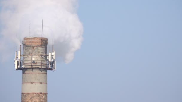 Dymiący Fabryka Rur Zanieczyszczenie Środowiska — Wideo stockowe
