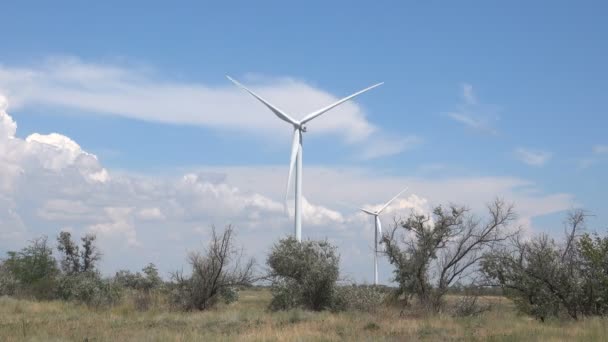 Wind power plant generates electricity — Stock Video