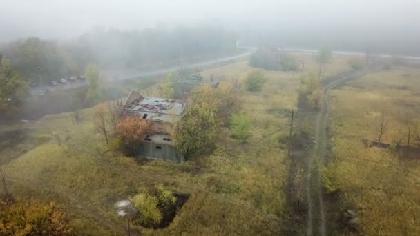 放棄された村。航空測量 — ストック動画