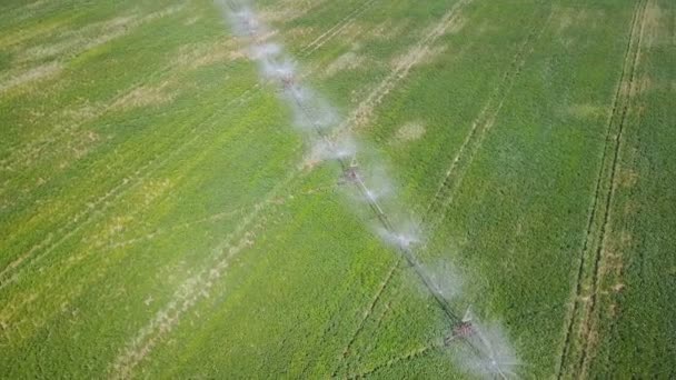 Irrigatiesysteem van velden. Luchtfoto — Stockvideo