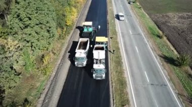 Ukrayna, Dnipro - 11 Ekim 2018: highw asfaltta onarım