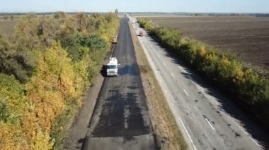 Ukrayna, Dnipro - 11 Ekim 2018: highw asfaltta onarım