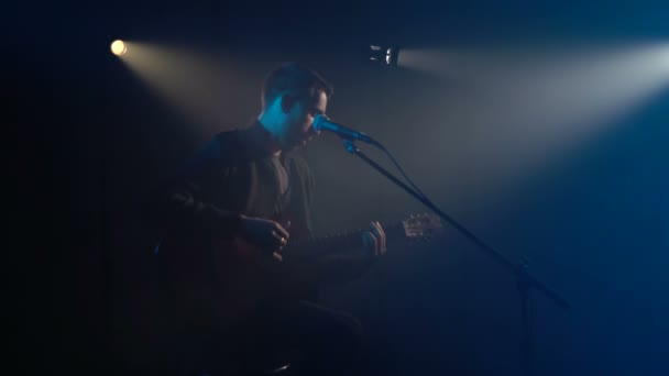 De muzikant speelt gitaar — Stockvideo