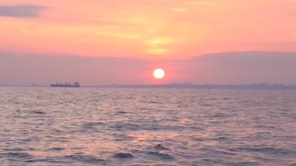 Sunset view from the yacht — Stock Video