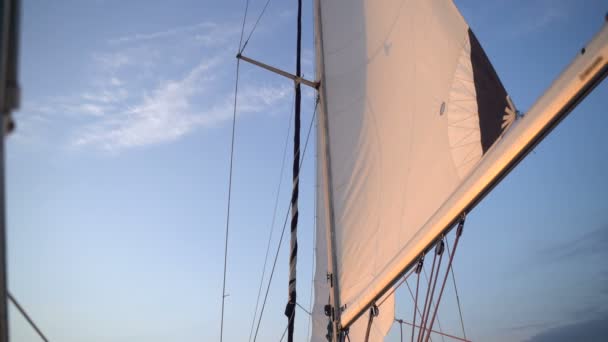 Sail with a mast at sunrise — Stock Video