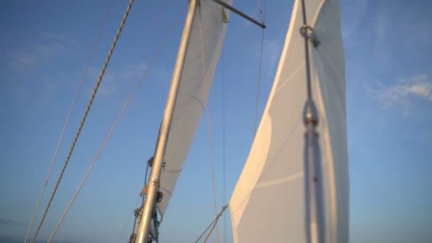 Sail with a mast at sunrise — Stock Video