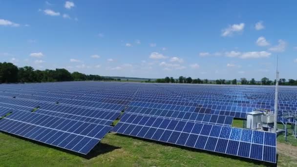 Transformer in a Solar Power Station. Aerial survey — Stock Video
