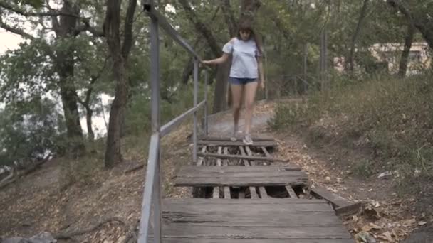 오래 된 다리를 건너는 소녀 — 비디오