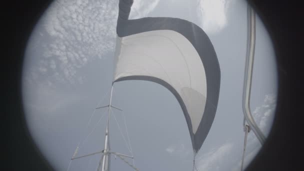 Білі вітрильники на яхті. С-Лог3 — стокове відео