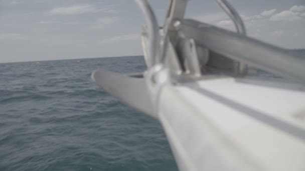 Yacht nose with anchor. S-Log3. Slow motion — Stock Video
