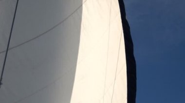 Rüzgarda sallanan beyaz yelkenli. Yavaş çekim