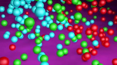 Renkli balonlar yere düşüyor. 3d canlandırma