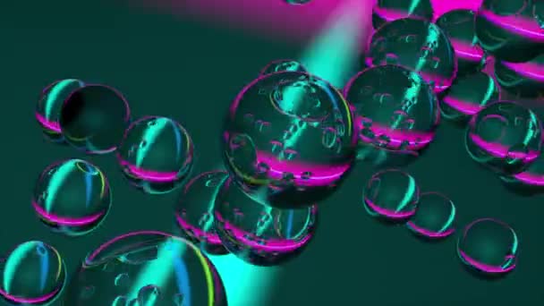 Çok renkli 3 boyutlu animasyonda cam toplar — Stok video