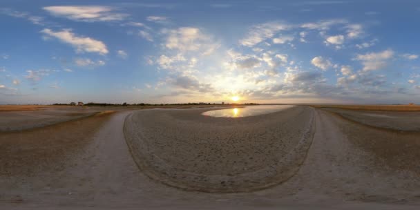 4K 360 VR Virtual Reality Sunset on the salt estuary. Časová prodleva — Stock video