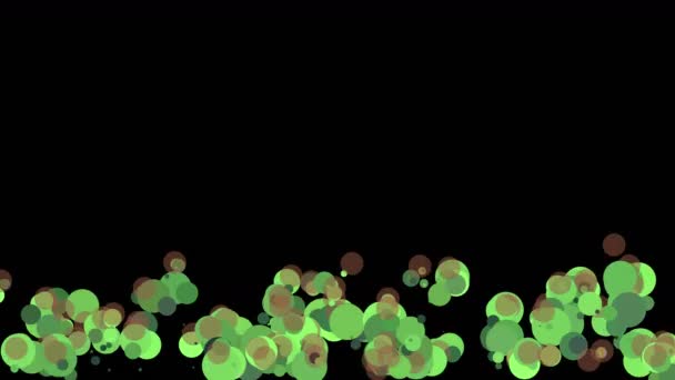 4k groene stippen vlotter omhoog, glans deeltjes & cirkel, vj achtergrond. — Stockvideo