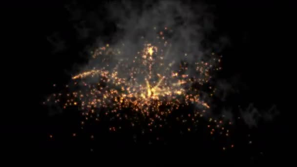 4k Абстрактный дым огненный фейерверк фон, праздничный взрыв частицы фона — стоковое видео