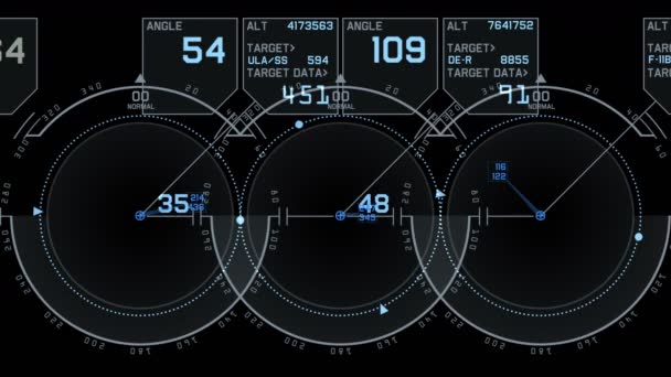 Radarowego Gps Sygnał Tech Tęcza Wystawa Tło Interfejs Technologii Przyszłości — Wideo stockowe