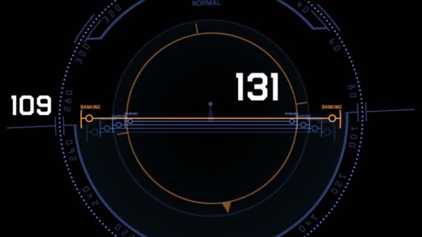 レーダー Gps 信号技術画面表示 未来科学 のデータ コンピューター ゲーム ナビゲーション ダッシュ ボード技術インターフェイスの背景 — ストック動画