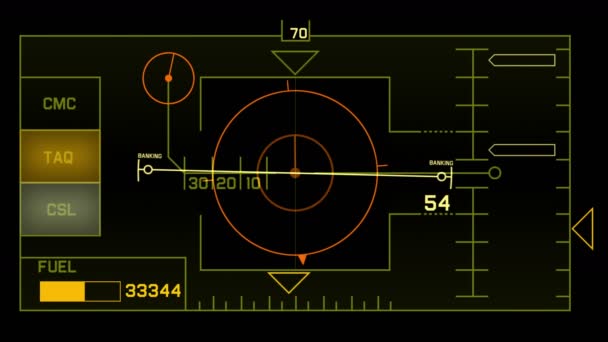 Gps 信号科技屏幕显示 未来科学科幻数据计算机游戏导航仪表板技术界面背景 — 图库视频影像