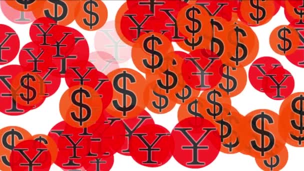 4k Float EE.UU. dólares China RMB dinero riqueza símbolo, fondo de tipo de cambio . — Vídeo de stock