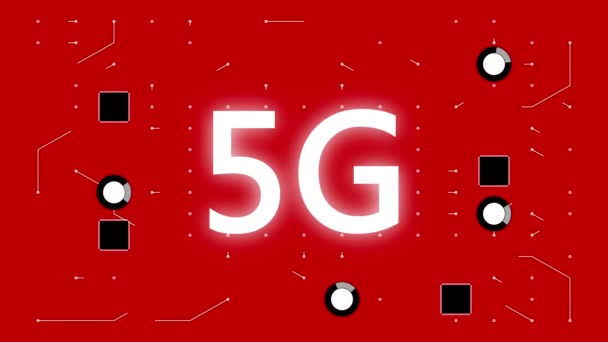 5G符号 一个带有运动电子 电子连接 未来主义技术的未来主义电路板 — 图库视频影像