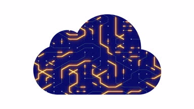 4k elektronlar hareketli futuristik bir devre kartı şeklinde bilgisayar bulut, elektronik bağlantılar, küresel internet teknoloji, dünya çapında.