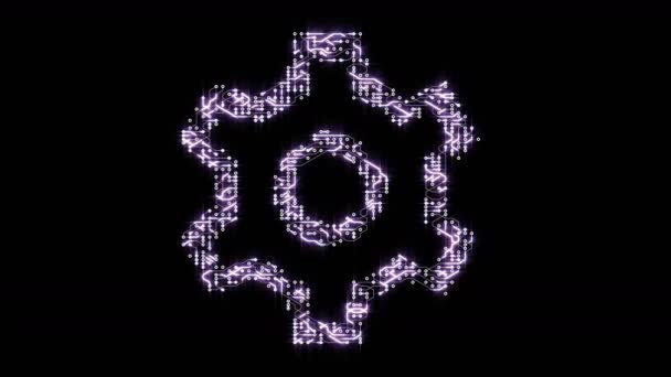Ένα Φουτουριστικό Κυκλώματος Κινούμενα Ηλεκτρόνια Σχήμα Εργαλεία Σύμβολο Ηλεκτρονικές Συνδέσεις — Αρχείο Βίντεο