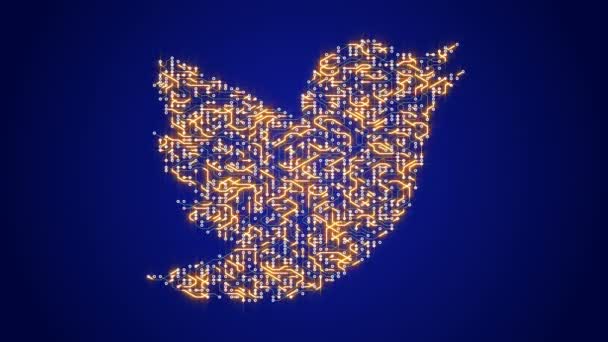 Čína Apr 2018 Desce Elektrony Tvaru Twitter Logo Electronic Připojení — Stock video