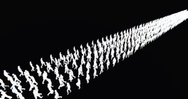 Crowd People Walking Turned Row Array Businessman Silhouette Army Matrix — стоковое видео