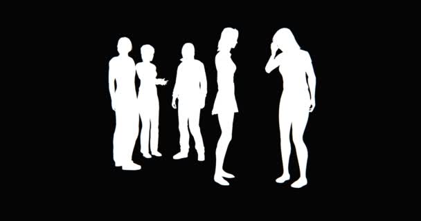 Silhouette 4k Business people parlant ou utilisant des téléphones mobiles . — Video