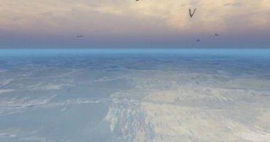 gece karanlığında okyanus su yüzey üzerinde uçan 4 k martılar.