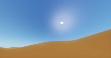 4 k Eagles, çöl ve kum tepeleri üzerinde uçan kuşlar gölge yansıtılan çölde.