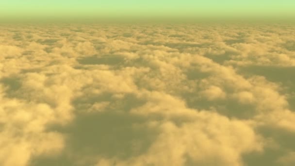 游戏中时光倒流 空中的白色云大众从高 万米的海拔 外层空间 日落或日出飞翔在天空 — 图库视频影像