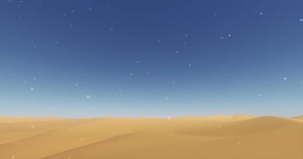 4 k 吹き飛ばされてタンポポの種青宙に浮き空・砂漠. — ストック動画