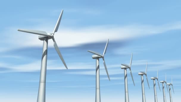 Windmill Turbiner Ren Timelapse Molnet Green Wind Energy Energi — Stockvideo