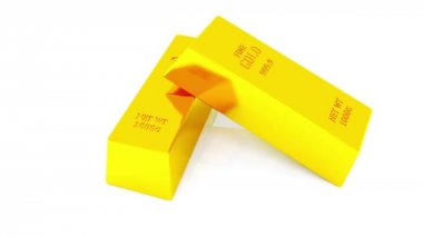 4 k Altın külçe altın hazine servet Ingot lüks Finans mal ticareti barlar, yığılmış altın külçelerini 3d animasyon.