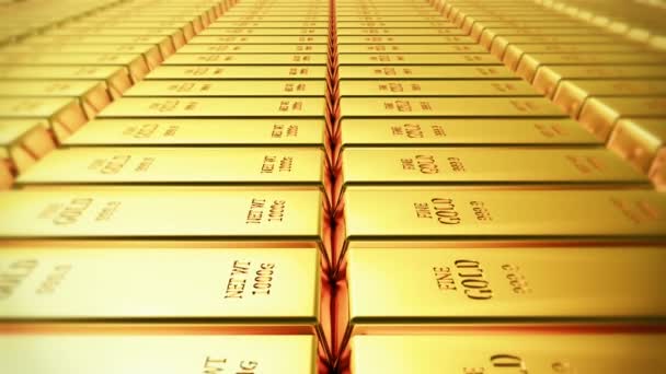 Золоті Злитки Золоті Батончики Скарбниця Багатство Ingot Розкішні Фінансові Товари — стокове відео