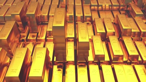 Ouro Barras Ouro Ouro Riqueza Tesouro Lingote Luxo Finanças Comércio — Vídeo de Stock