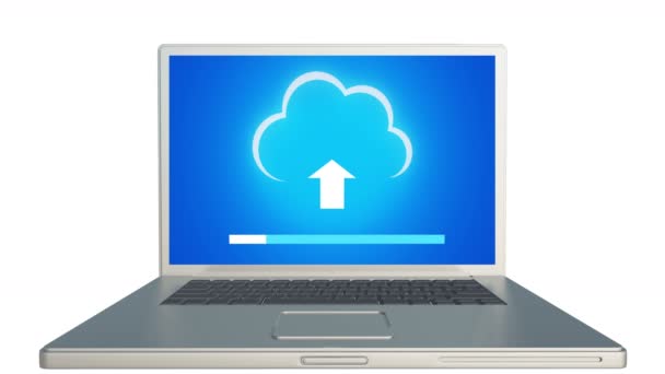 4k, uppdatera informativa molnet på datorskärmen, ladda upp framsteg. — Stockvideo