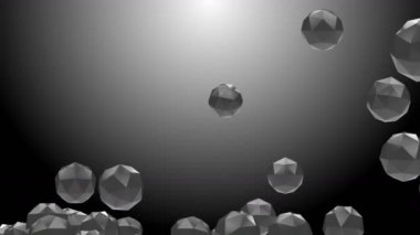 4 k Soyut 3d polihedron dodecahedron alan elmas kristalleri parçacık tasarım teknoloji sanat arka plan.