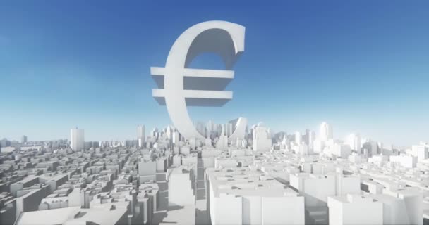 Eur Symbol Abstraktní Městské Obchodní Konstrukce Virtuální Geometrický City Kancelářských — Stock video