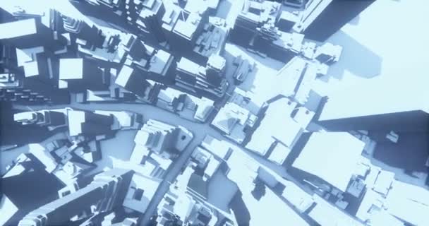 Construction Entreprise Urbaine Abstraite Survolant Virtual Geometric City Office Buildings — Video