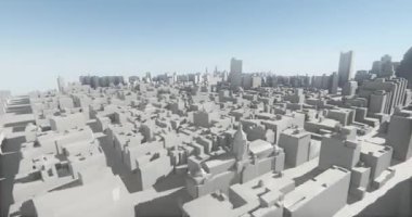 3D sanal geometrik şehir ofis binaları, Newyork, web teknoloji hava görünümünü uçan 4 k kentsel iş İnşaat.