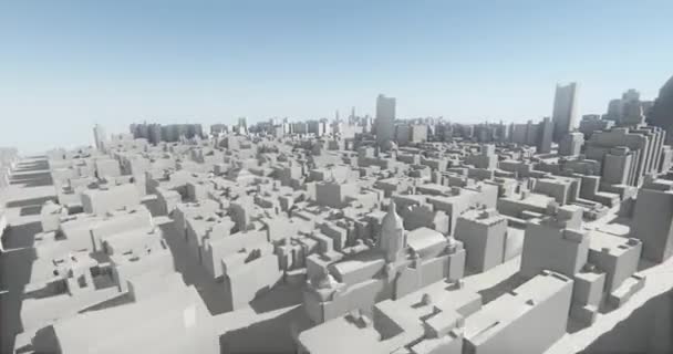 Astratta Costruzione Aziendale Urbana Sorvolando Virtual Geometric City Uffici Edifici — Video Stock