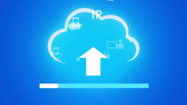 Cloud Computing Connection Concepts Laptop Screen Virtual Internet Concept Line — Stock Video