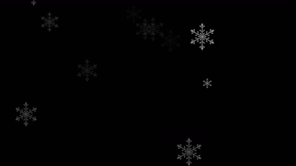 Resumen Copo Nieve Volando Fondo Nieve Frío Invierno Romántica Navidad — Vídeos de Stock