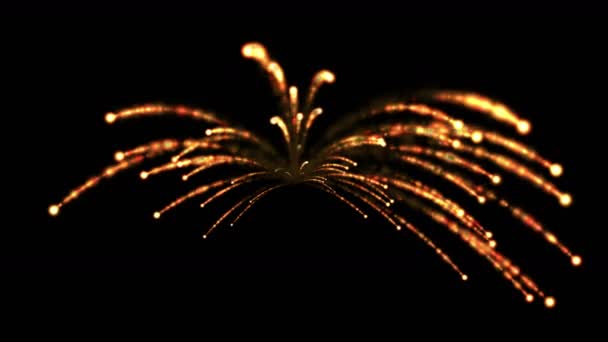 Группа Ракет Запущена Извержение Пламени Взрыв Золотой Огонь Фейерверк Космосе — стоковое видео