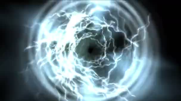 4k abstrait puissance magique boule tunnel énergétique, foudre particules magnétiques feux d'artifice arrière-plan .