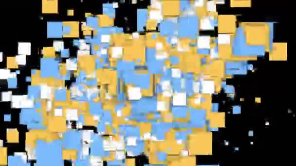Fragmentos Papel Cuadrado Color Abstracto Partículas Escombros Mosaico Fuegos Artificiales — Vídeos de Stock