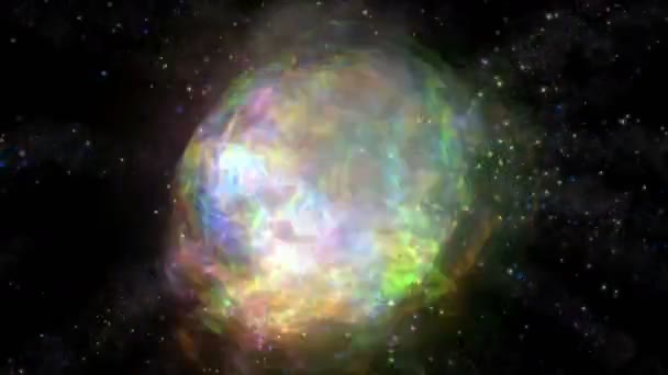 Abstrato Fusão Energia Partículas Fogos Artifício Fumaça Névoa Fundo Universo — Vídeo de Stock